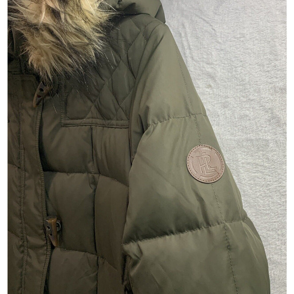 Lauren Ralph Lauren Women's Puffer Jacket Down Hooded Green Sz M Detachable Hood - Picture 3 of 16